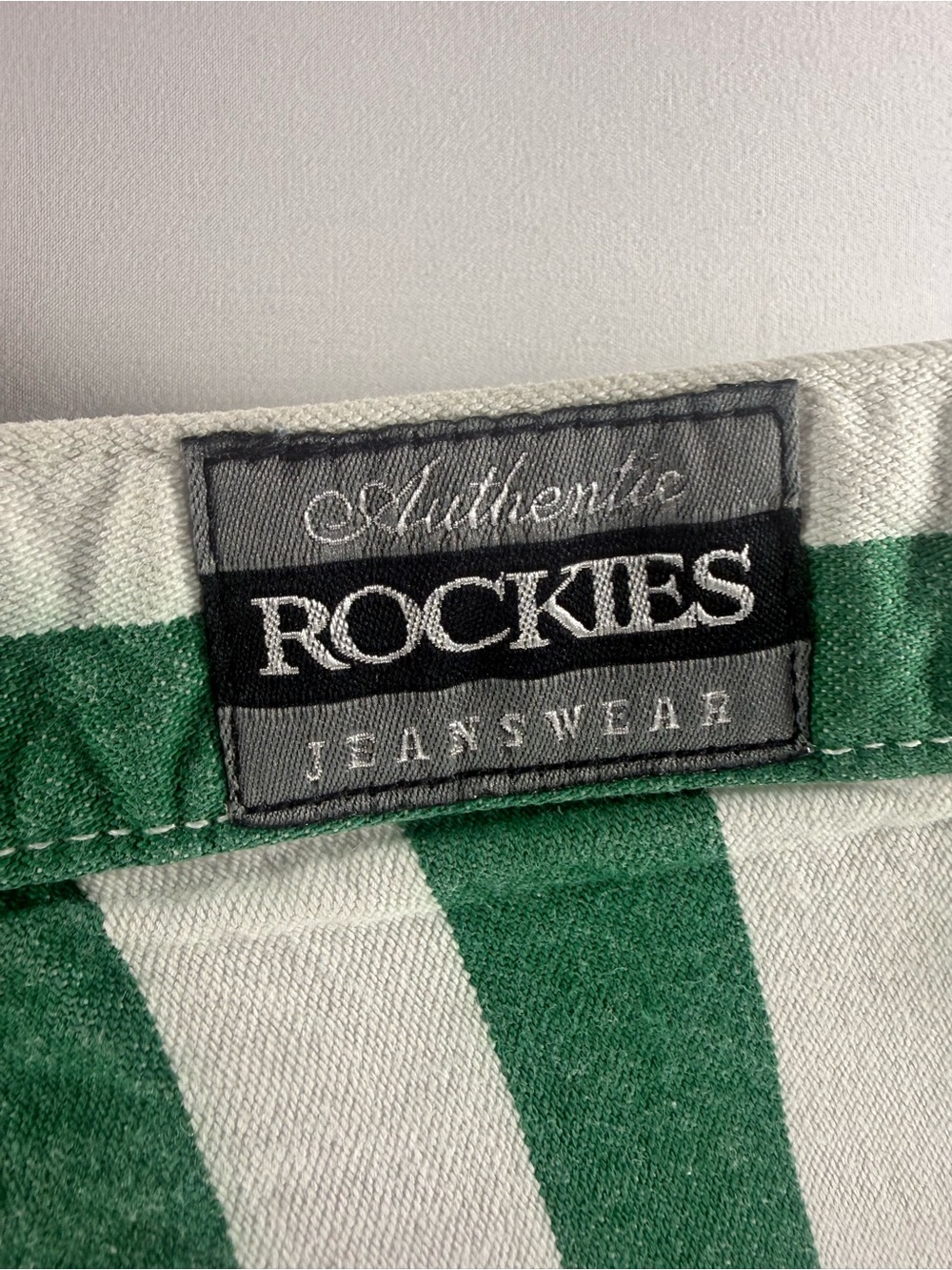 Vintage Rockies High Rise Green & White Striped Shorts | Western Cotton | USA - Picture 7 of 13